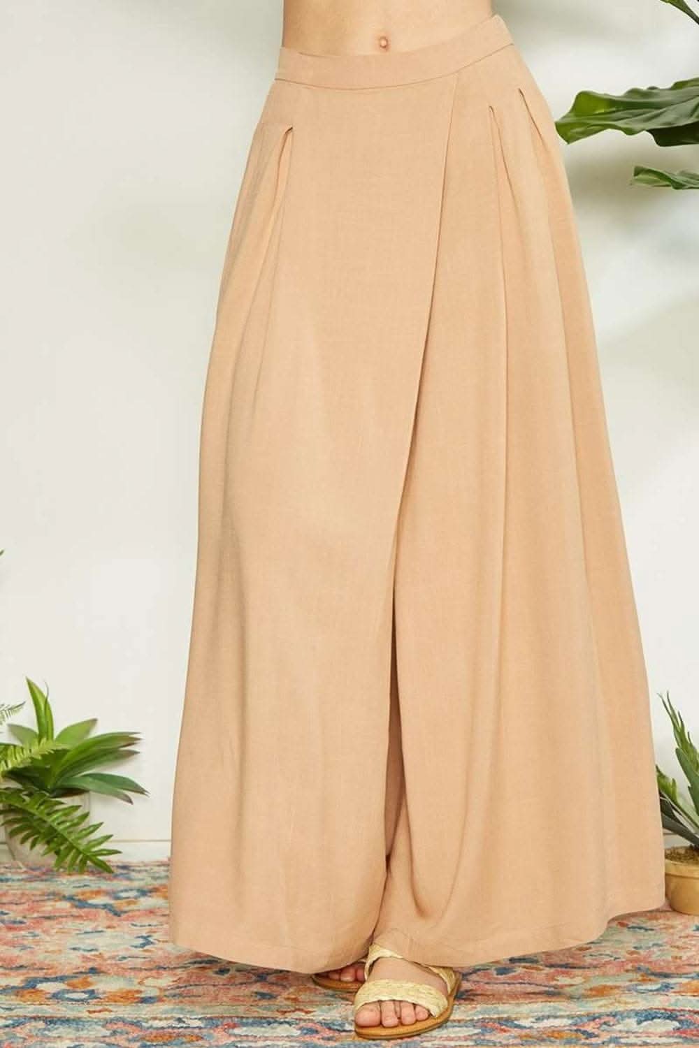 Mittoshop Wrap Pleating Detail Wide Leg Pants - Love Salve